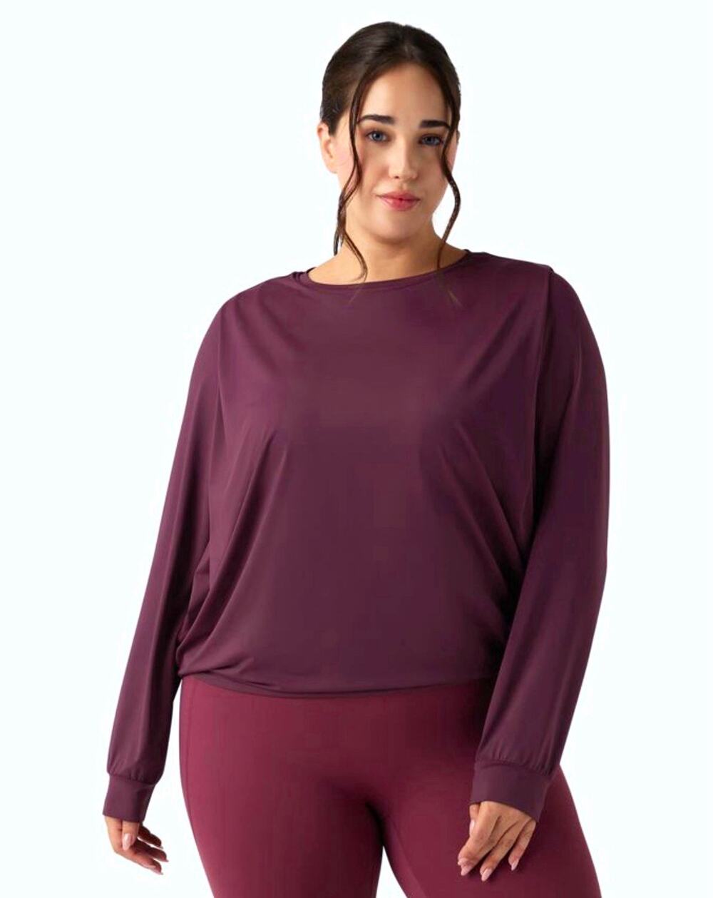 Halara Round Neck Long Sleeve Ruched Yoga Plus Size Sports Top-UPF50+ 1X